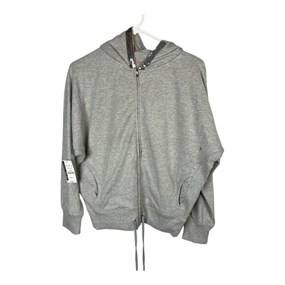 NWT New York & Co Small full zip hoodie jacket sweatshirt Gray lounge athletic - Picture 2 of 9